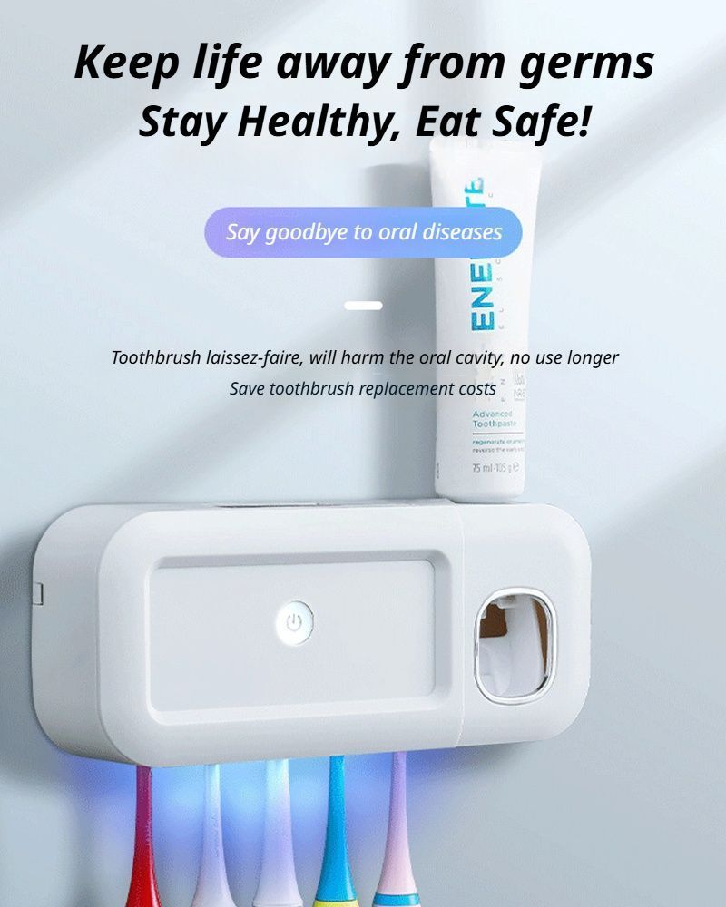 White UV Toothbrush Holder with Dispenser
