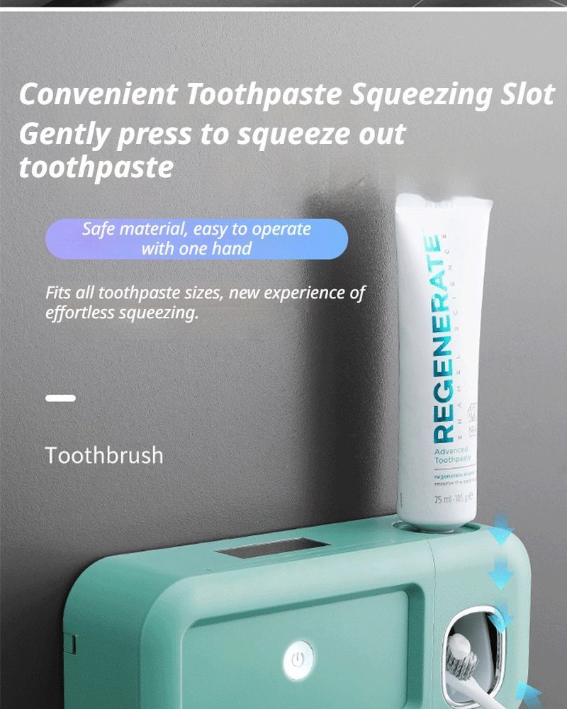 White UV Toothbrush Holder with Dispenser