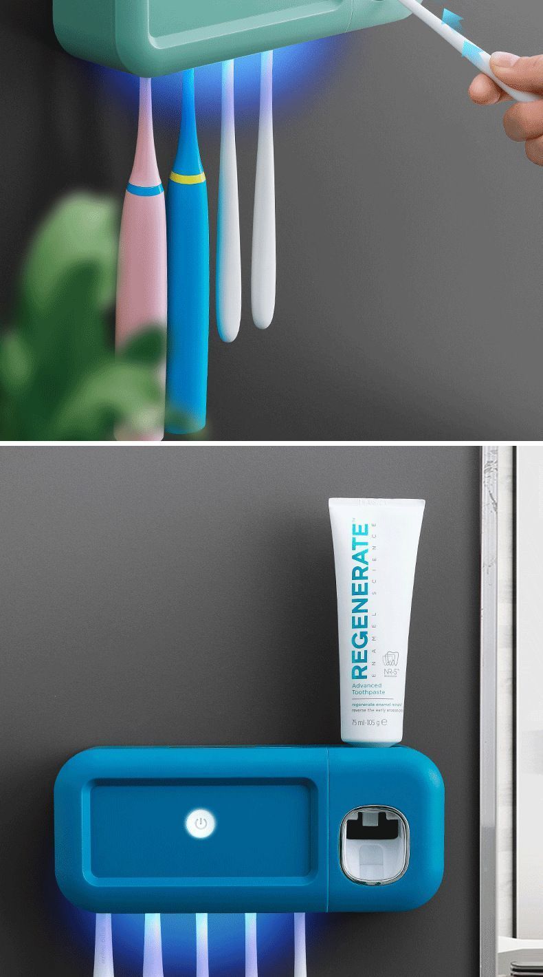 White UV Toothbrush Holder with Dispenser