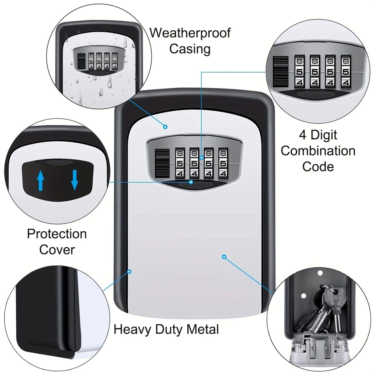Waterproof Secure Key Lockbox with Combination Lock - grey