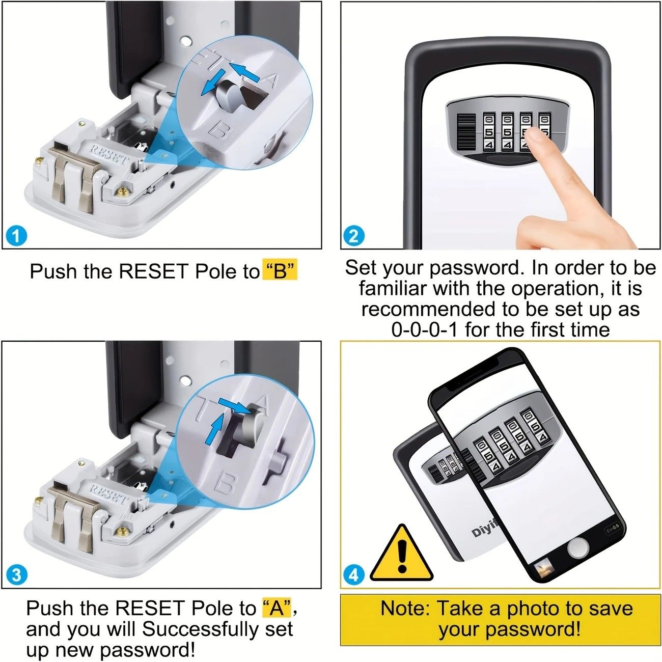 Waterproof Secure Key Lockbox with Combination Lock - BLACK
