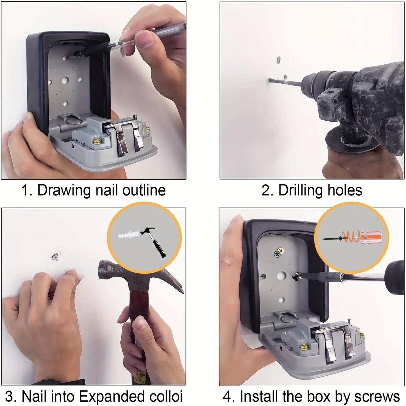 Waterproof Secure Key Lockbox with Combination Lock - BLACK