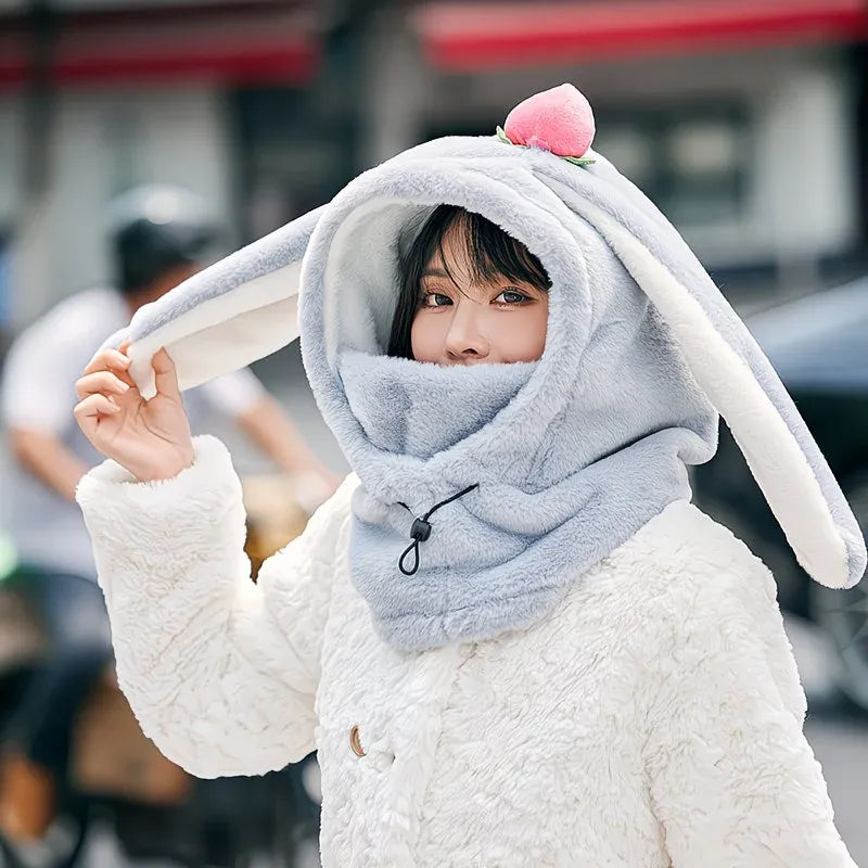 Rabbit Ear Thermal Winter Hat - White