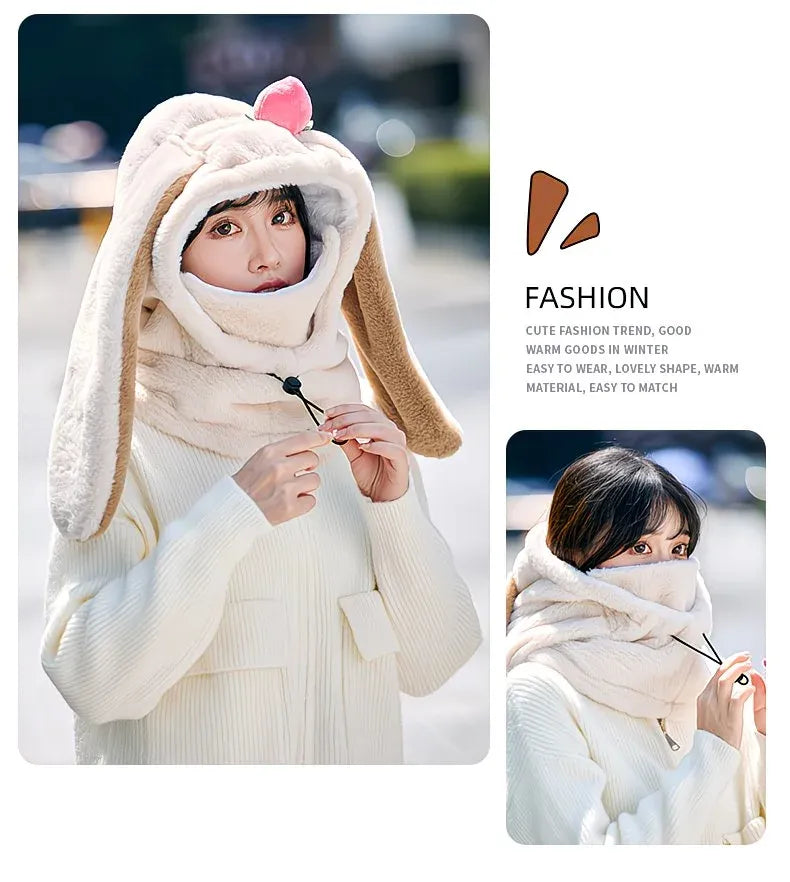Rabbit Ear Thermal Winter Hat - Grey