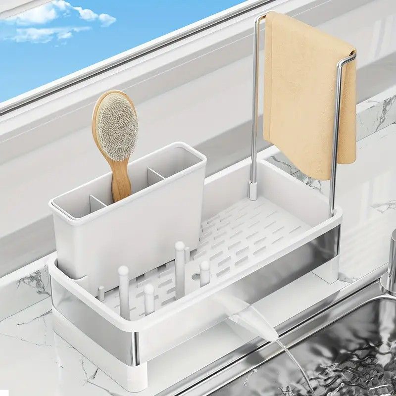 Grey 360 Rotating Sink Sponge Holder