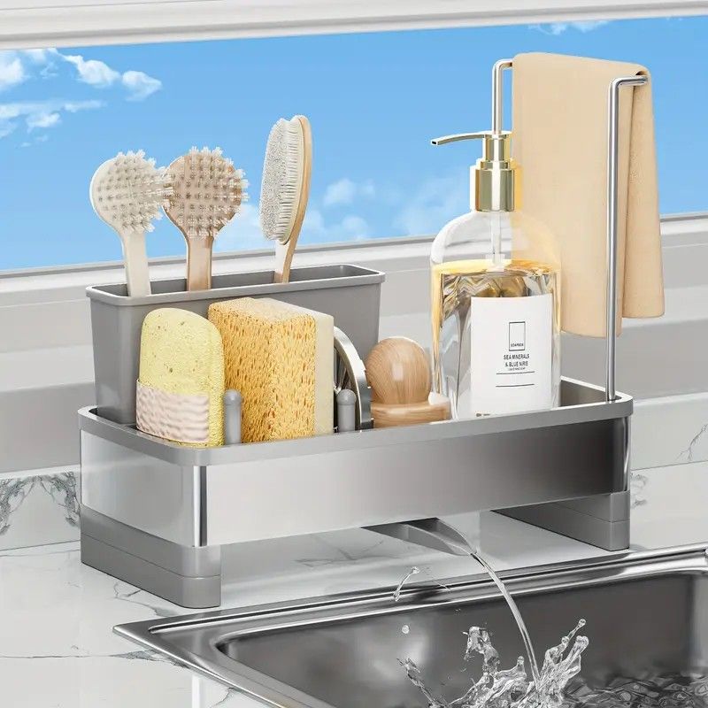 Black 360 Rotating Sink Sponge Holder