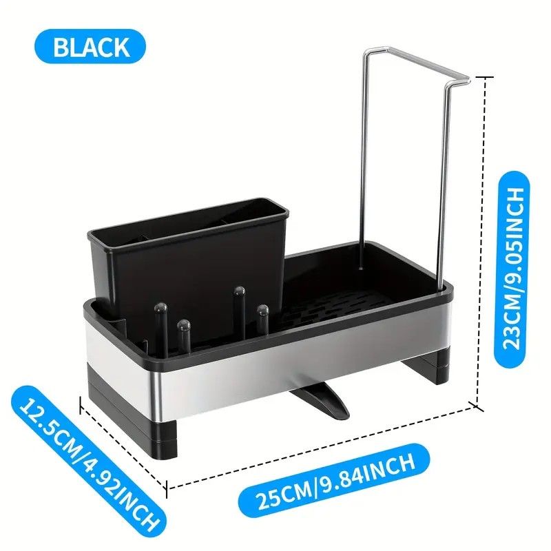 Black 360 Rotating Sink Sponge Holder