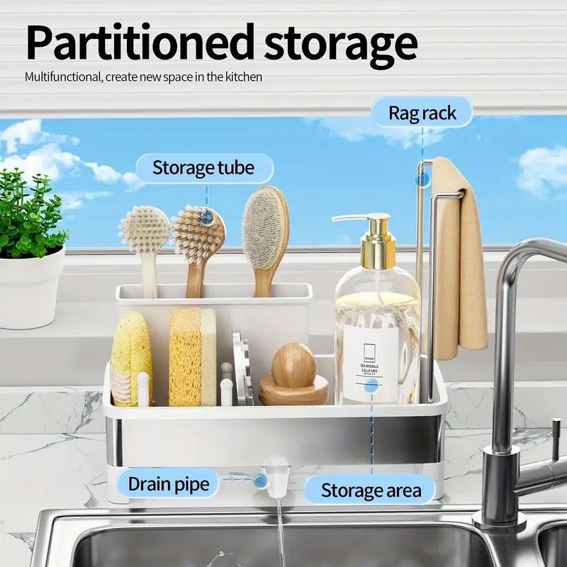 Black 360 Rotating Sink Sponge Holder