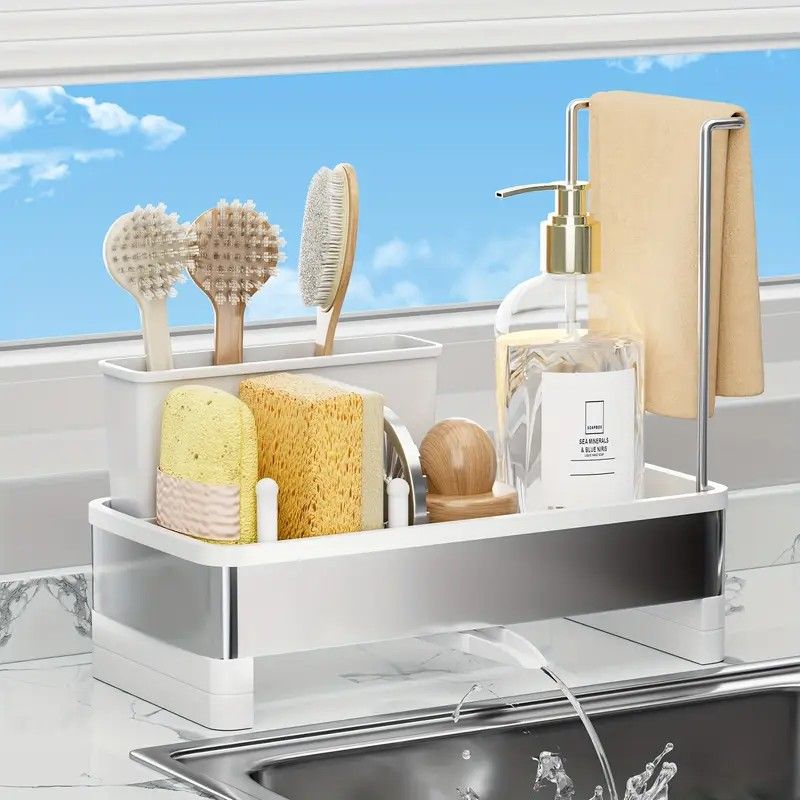 Black 360 Rotating Sink Sponge Holder