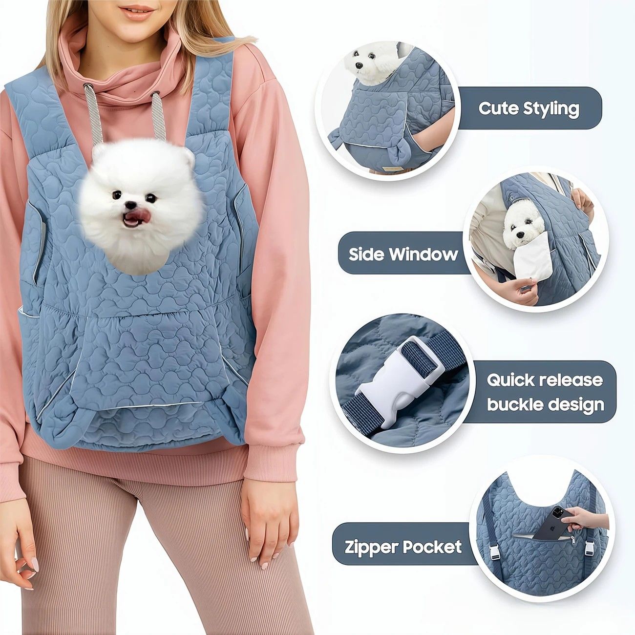 Blue Front-Facing Pet Carrier Backpack