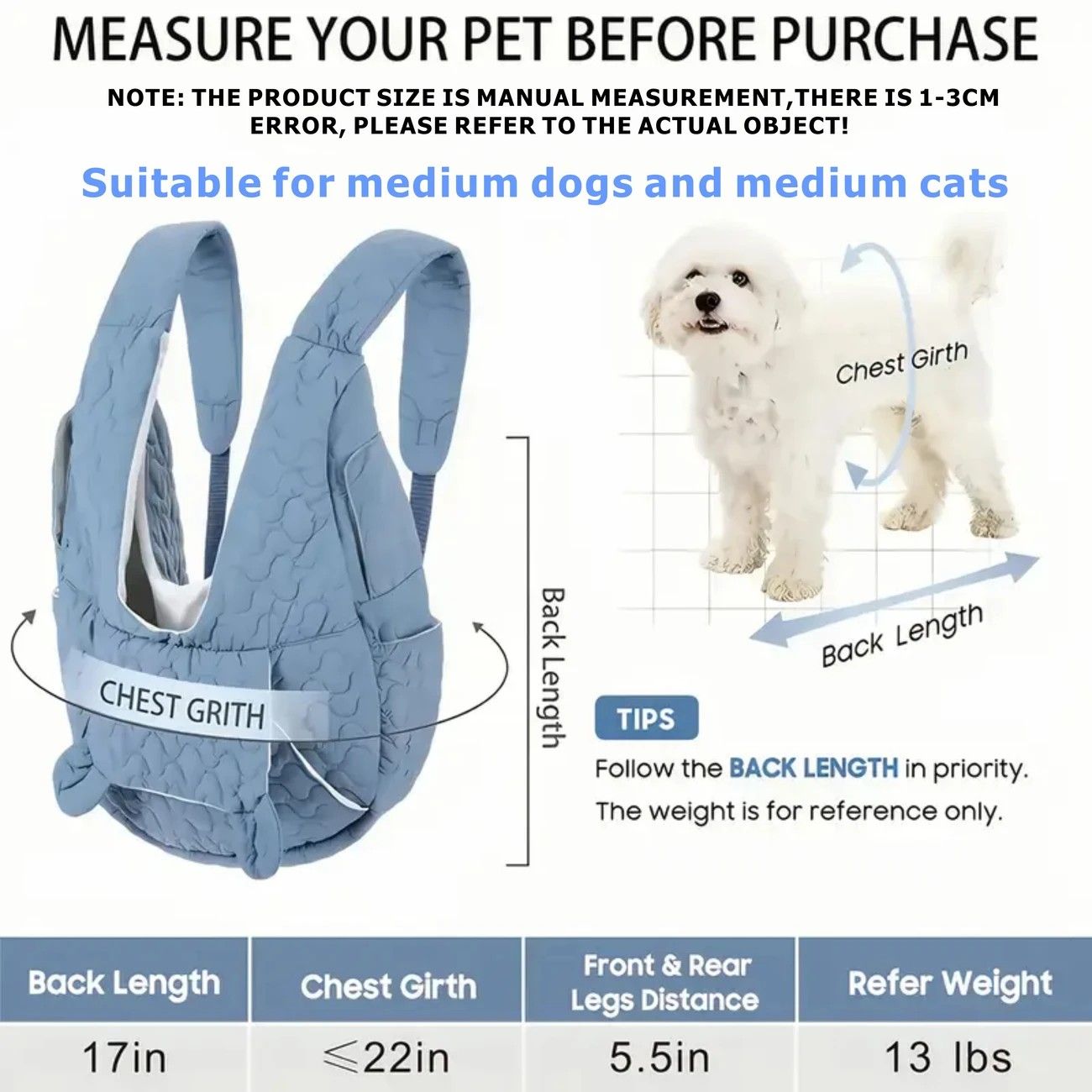 Blue Front-Facing Pet Carrier Backpack