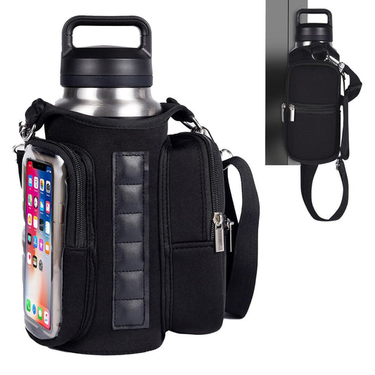 Magnetic Fitness Water Bottle Bag - Black