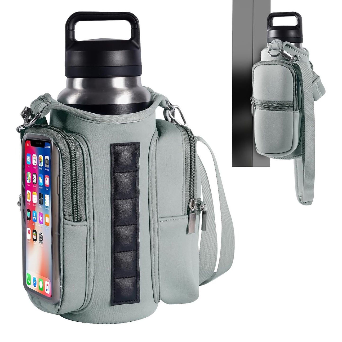 Magnetic Fitness Water Bottle Bag - Black