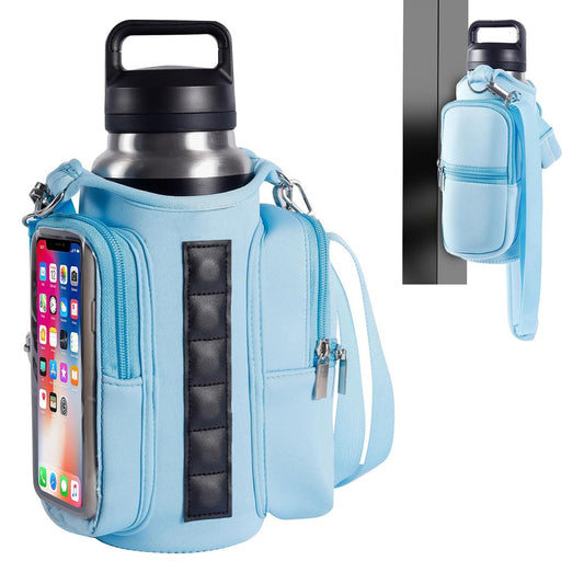 Magnetic Fitness Water Bottle Bag - Blue