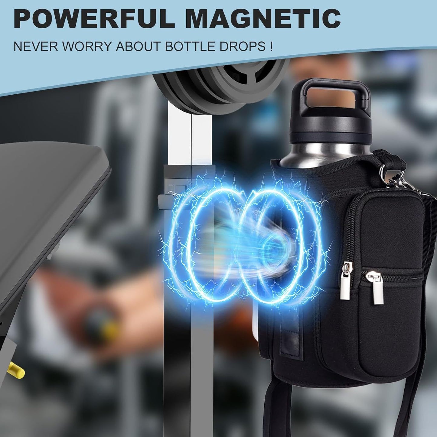 Magnetic Fitness Water Bottle Bag - Grey