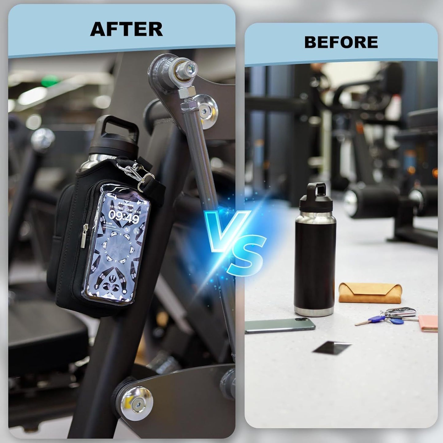 Magnetic Fitness Water Bottle Bag - Grey