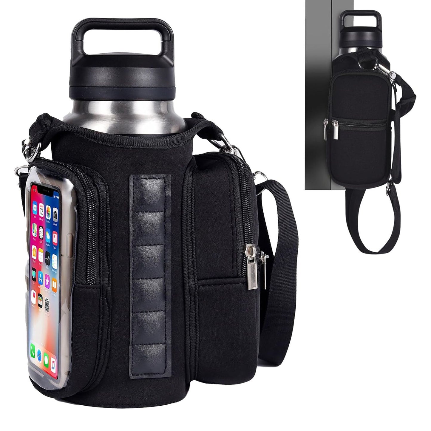 Magnetic Fitness Water Bottle Bag - Grey