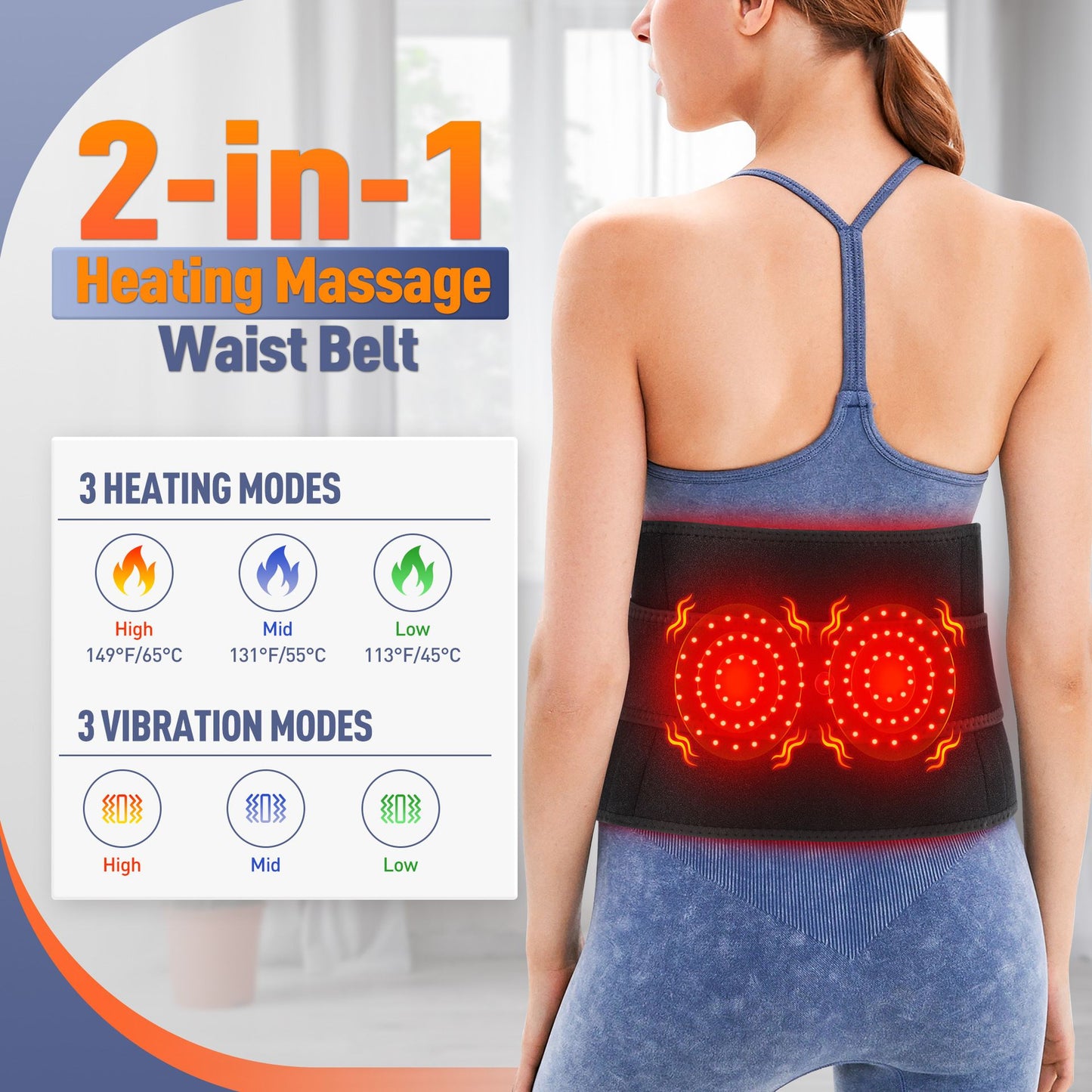 Heated Waist Massager Belt - Black