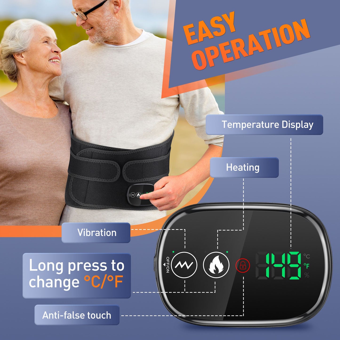 Heated Waist Massager Belt - Grey