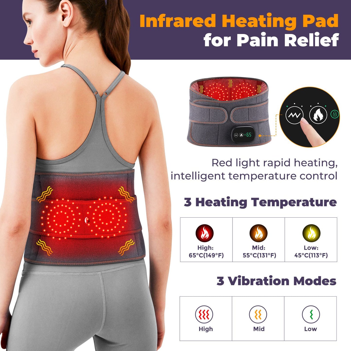 Heated Waist Massager Belt - Grey