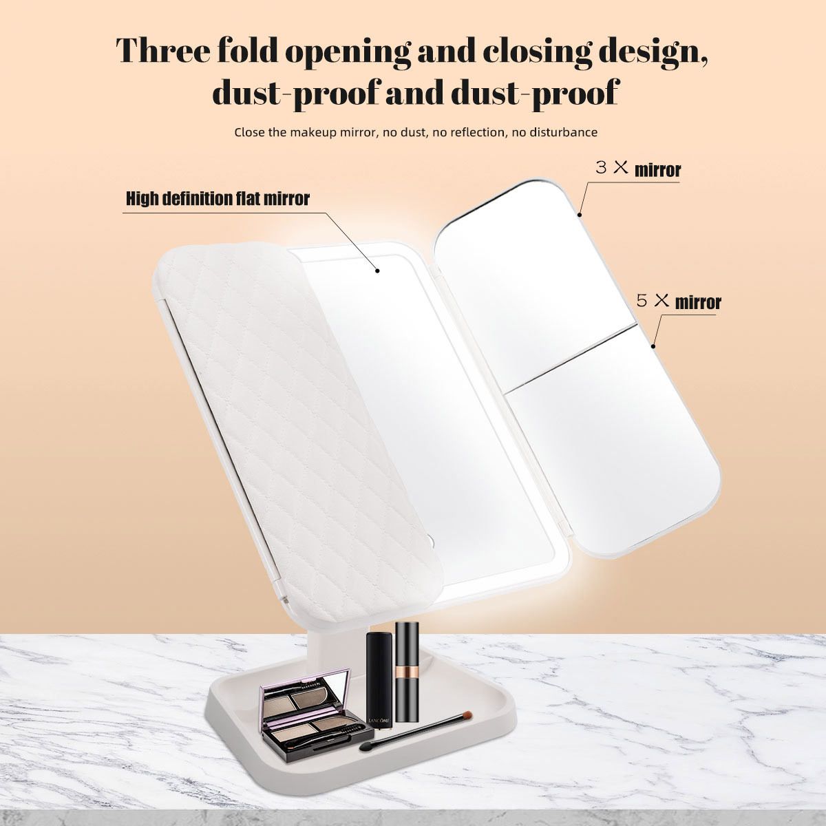 White Rechargeable LED Vanity Mirror