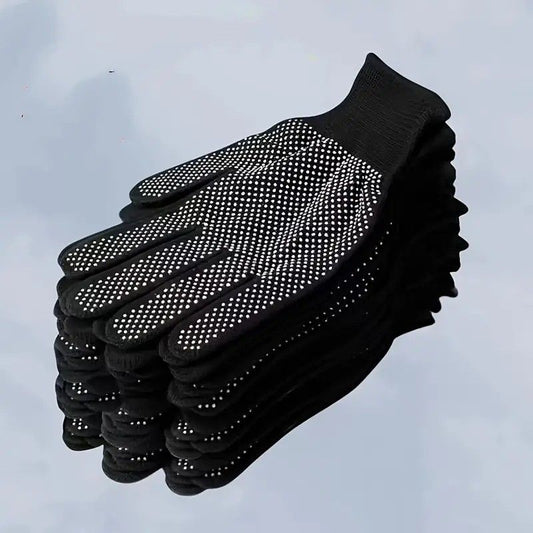 10-pair PVC Dot Grip Work Gloves - Black
