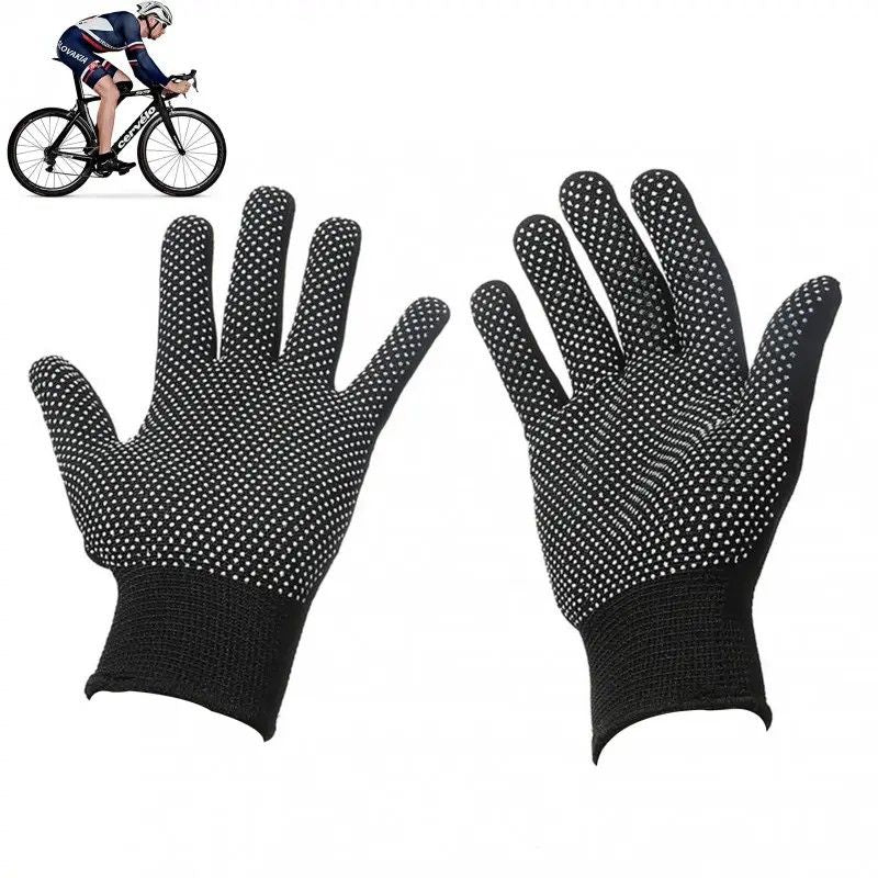10 pairs Nylon Dot Grip Work Gloves – 13-Gauge PVC Dots Safety Gloves for Construction, Electrical & Handling, Breathable Knit, Non-Slip(black)