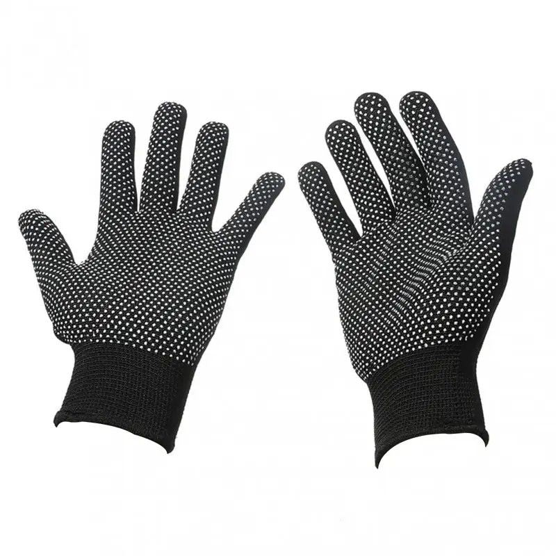 10 pairs Nylon Dot Grip Work Gloves – 13-Gauge PVC Dots Safety Gloves for Construction, Electrical & Handling, Breathable Knit, Non-Slip(black)