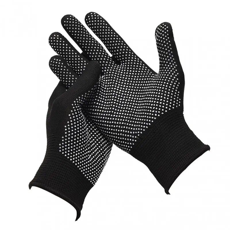 10 pairs Nylon Dot Grip Work Gloves – 13-Gauge PVC Dots Safety Gloves for Construction, Electrical & Handling, Breathable Knit, Non-Slip(black)
