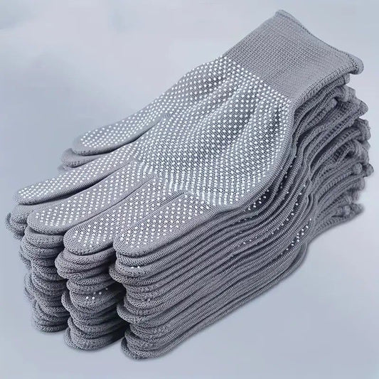 10-pair PVC Dot Grip Work Gloves - Grey