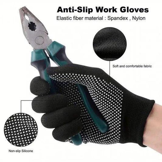 10-pair PVC Dot Grip Work Gloves - Grey