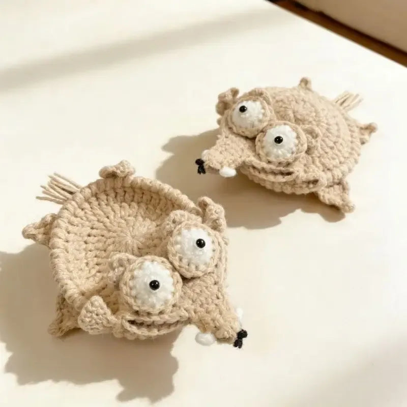 Hand-Crocheted Squirrel Coaster Set - 2 Pack