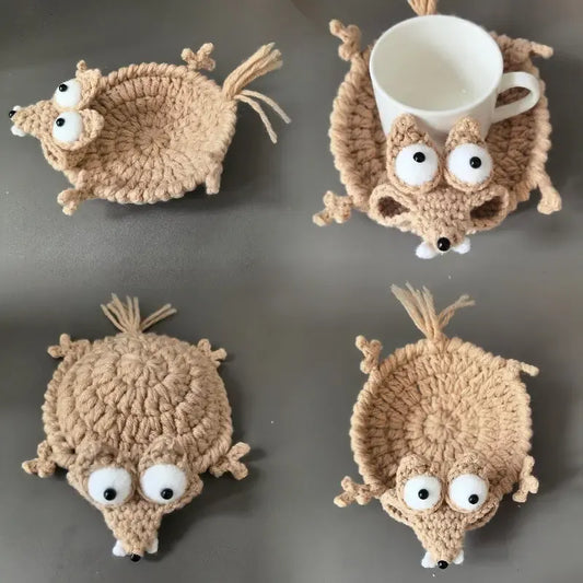 Hand-Crocheted Squirrel Coaster Set - 2 Pack