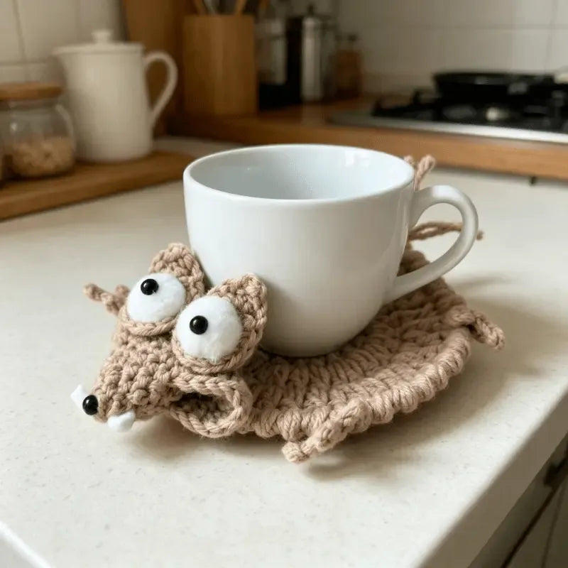 Hand-Crocheted Squirrel Coaster Set - 2 Pack