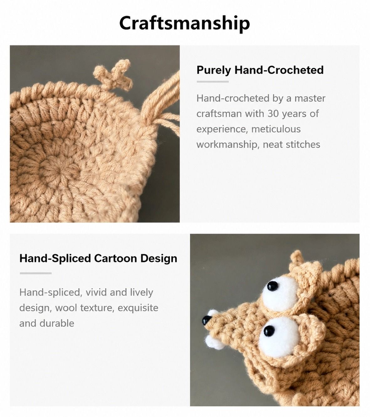 Hand-Crocheted Squirrel Coaster Set - 2 Pack