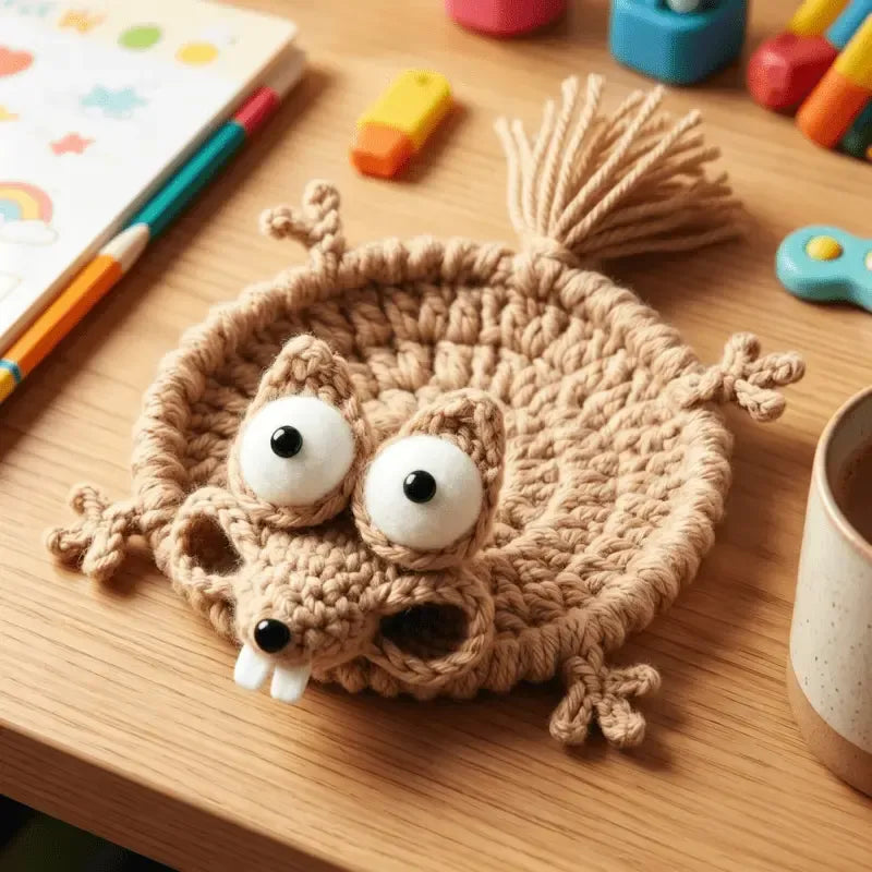Hand-Crocheted Squirrel Coaster Set - 2 Pack