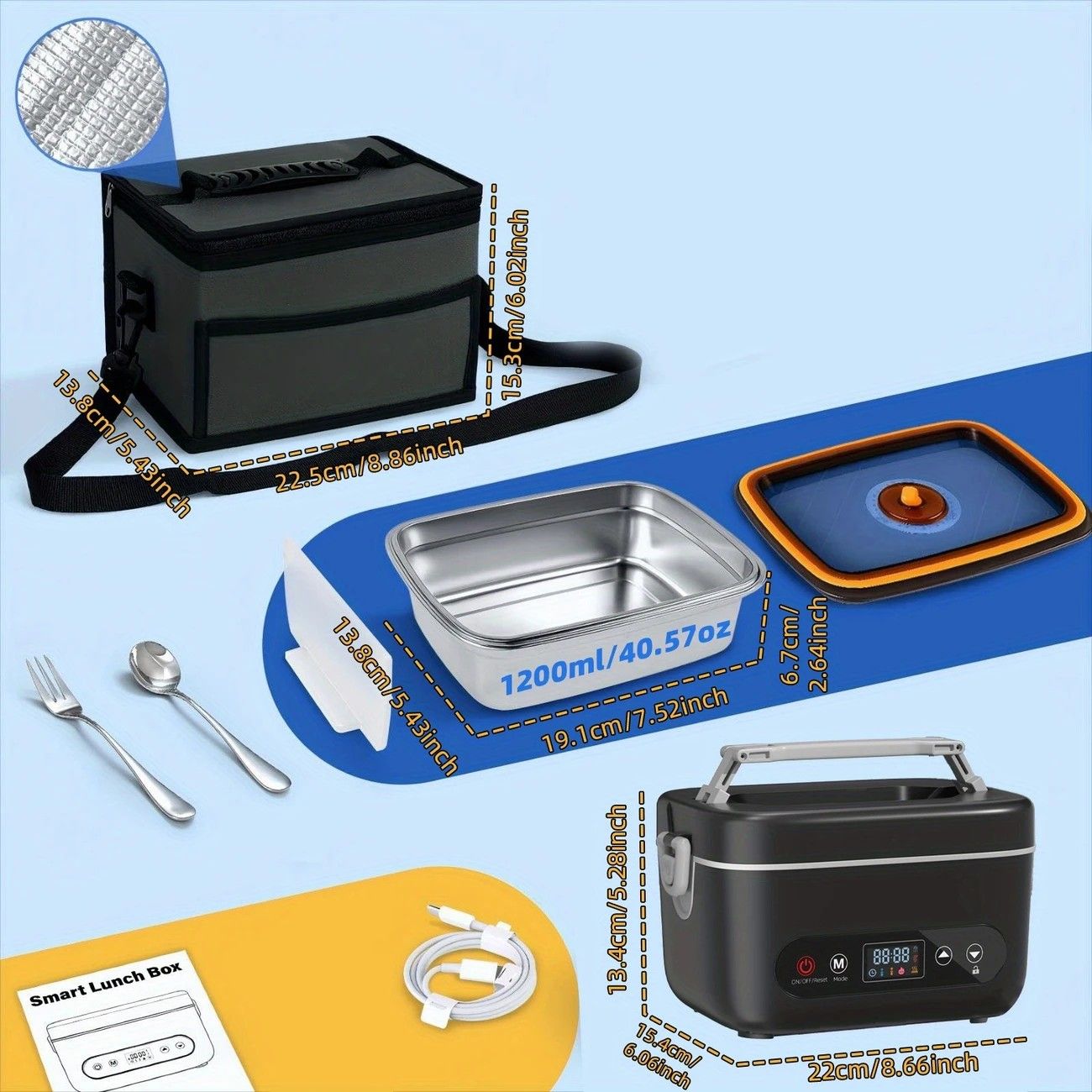 1.2L Rechargeable Electric Lunch Box