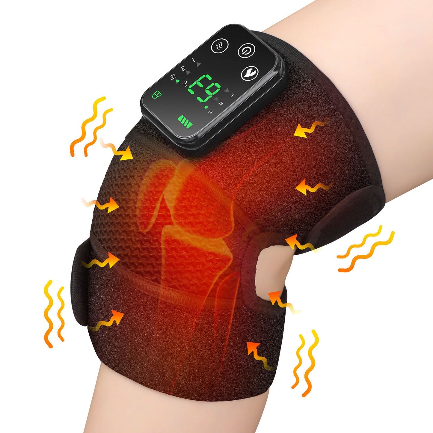 Heated Knee Massager with Vibration - Black