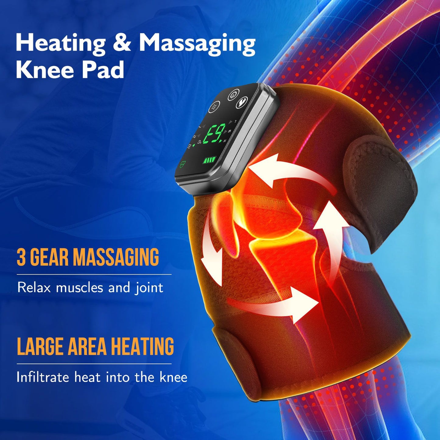 Heated Knee Massager with Vibration - Black