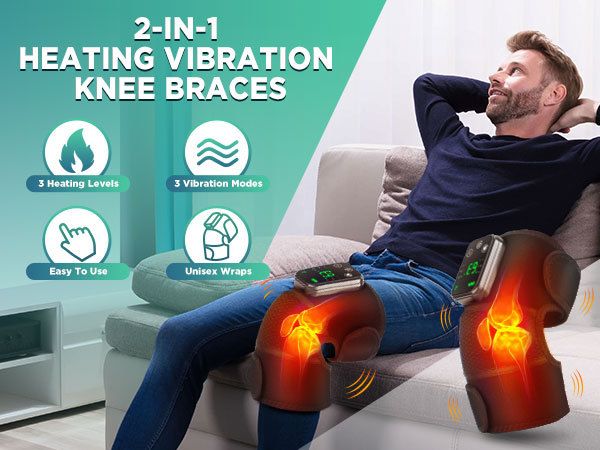 Heated Knee Massager with Vibration - Black