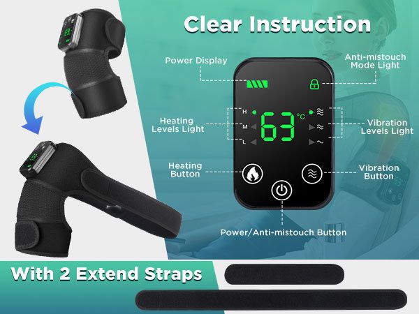 Heated Knee Massager with Vibration - Black