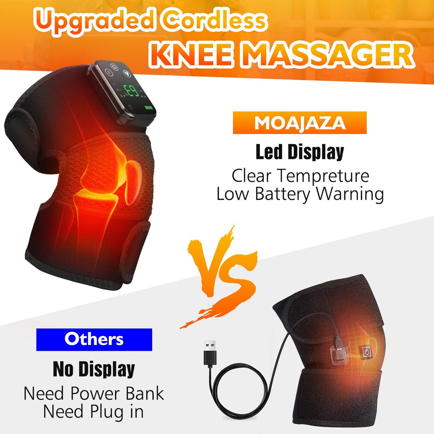 Heated Knee Massager with Vibration - Black
