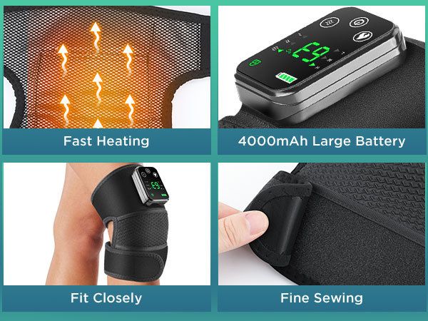 Heated Knee Massager with Vibration - Black