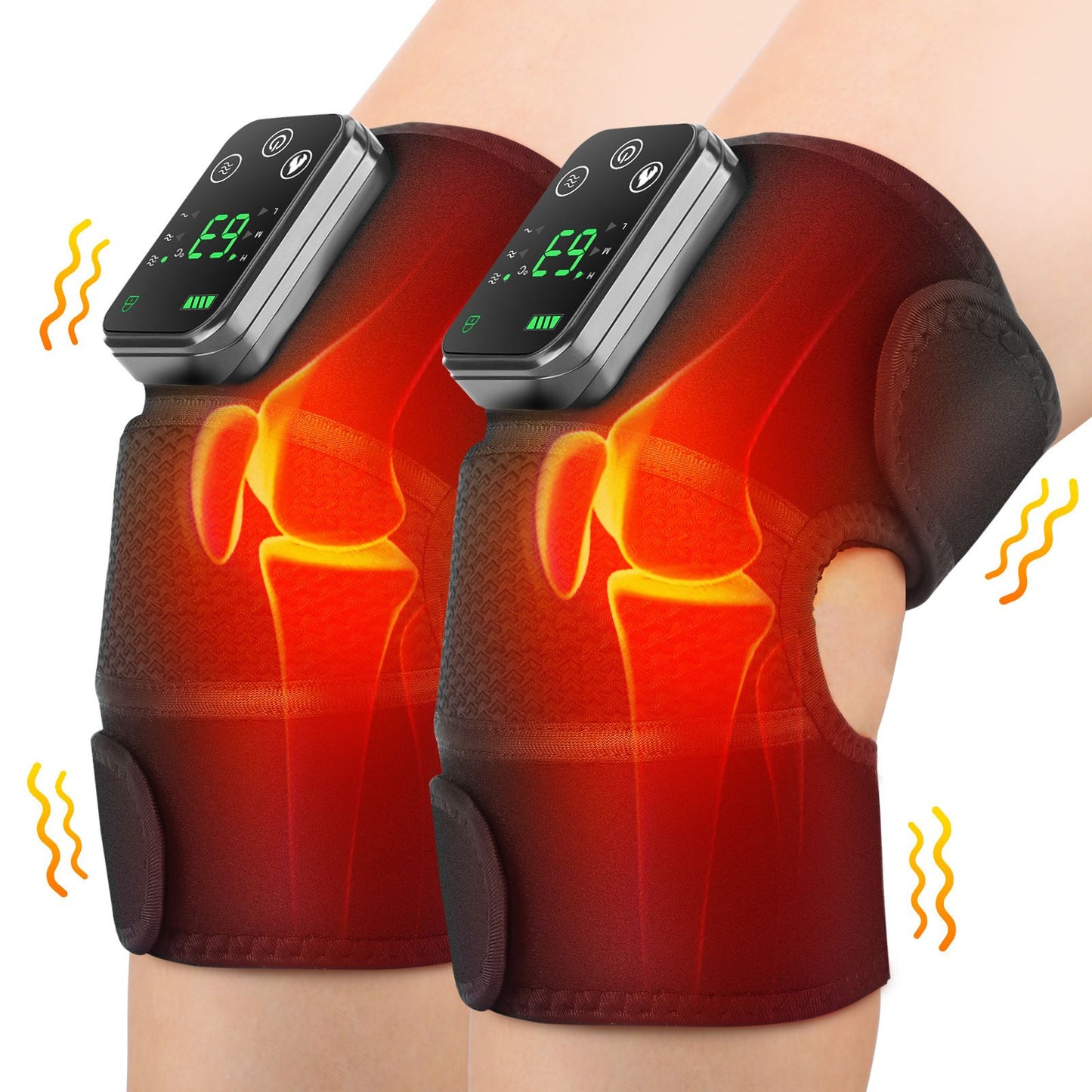 Heated Knee Massager with Vibration - Black