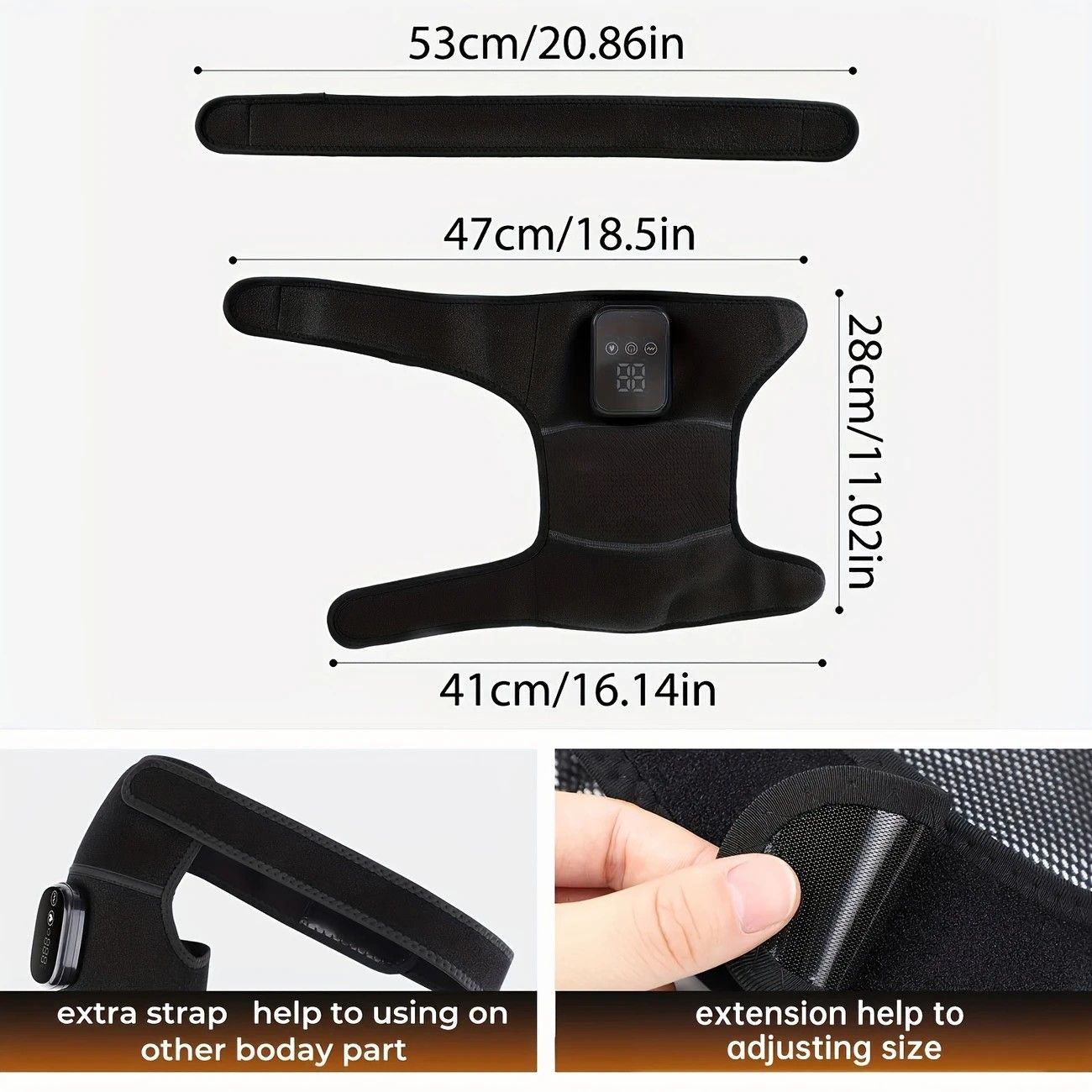 Heated Knee Massager with Vibration - Black
