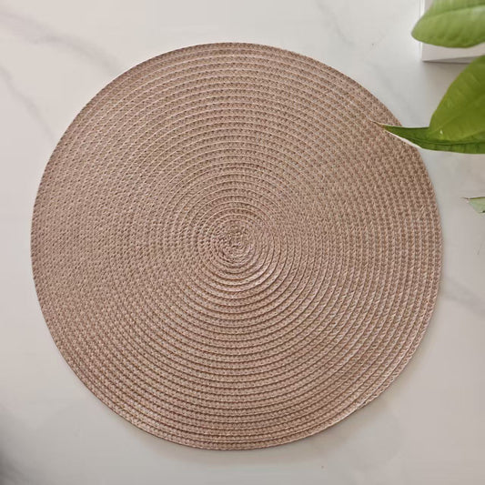 Round Handwoven Placemats 6 Pack - Light Coffee