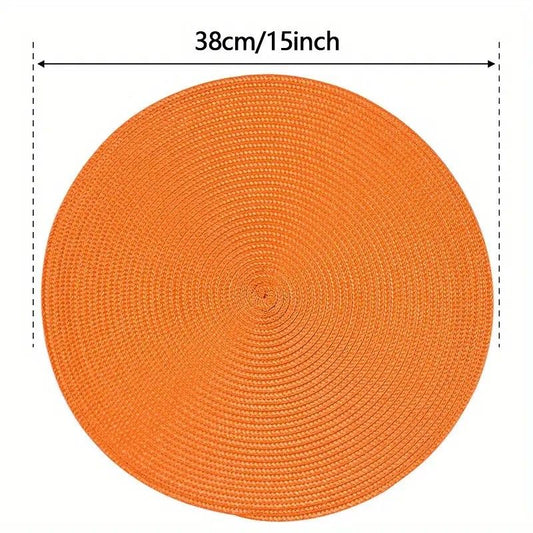Round Handwoven Placemats 6 Pack - Light Coffee