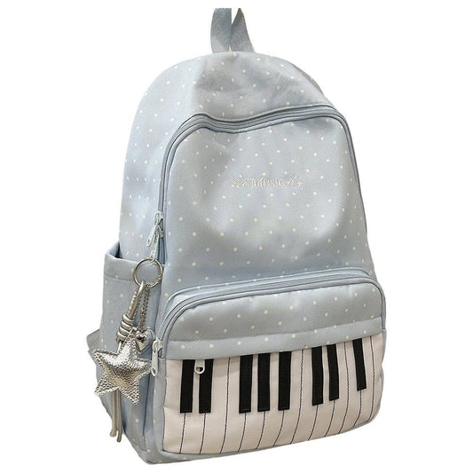 Piano Print Backpack - blue