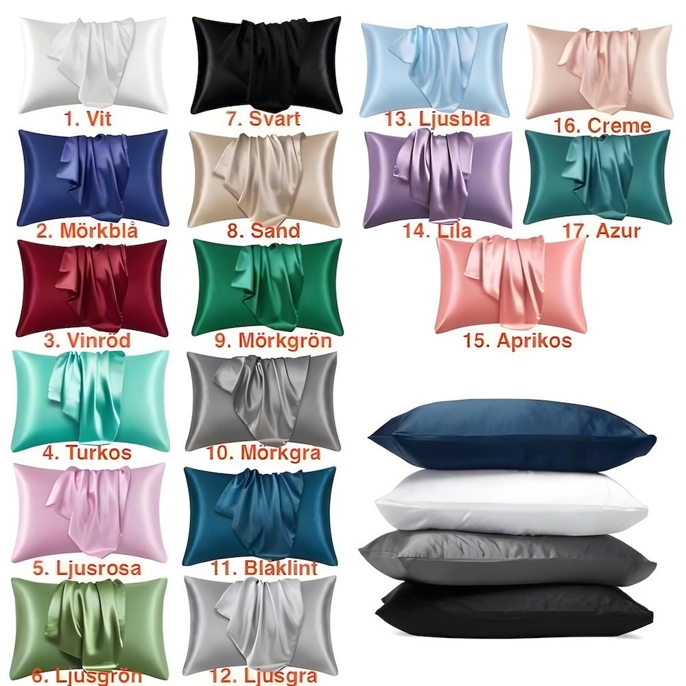 Satin pillowcase 2-pack light gray, 50 x 66cm