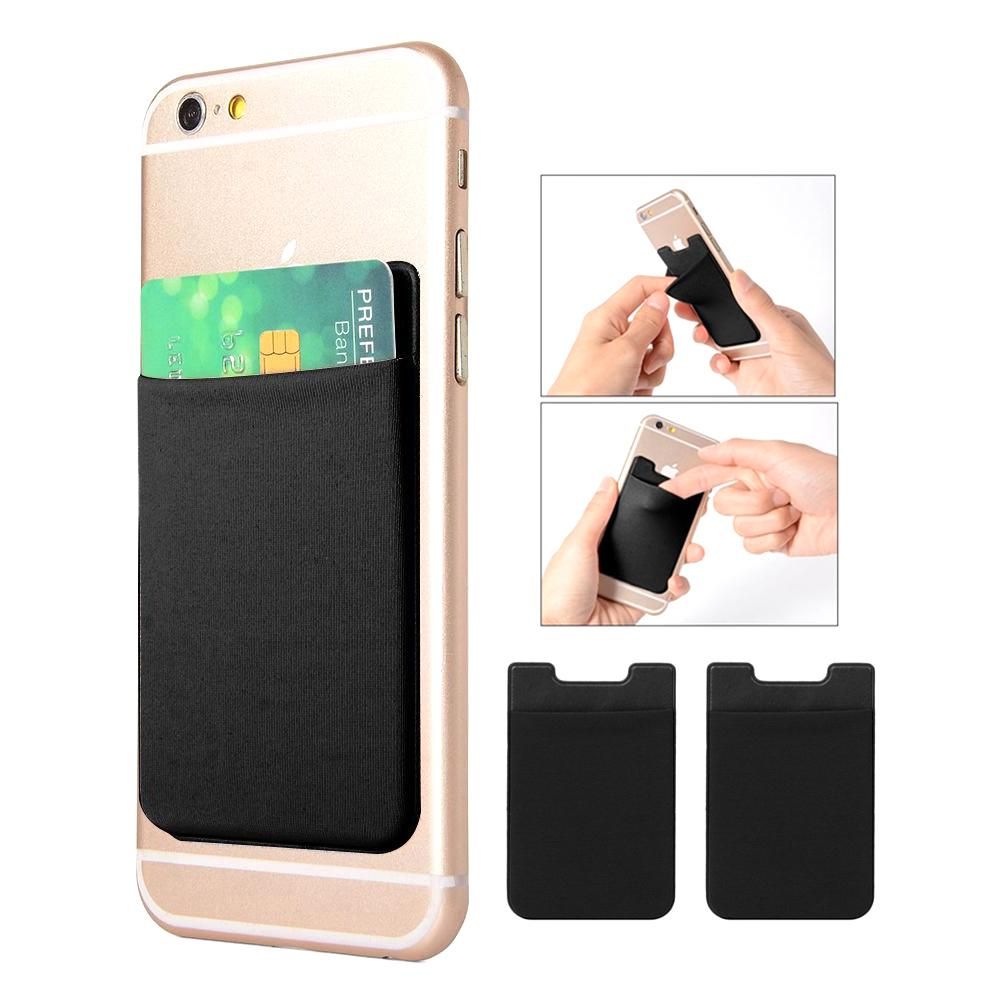 2-Pack Universal Self-Adhesive Mobile Wallet Card Holder, Black
